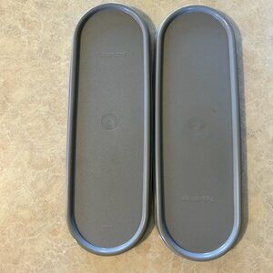 Tupperware Set of 2 Gray Modular Mates Super Oval Replacement Seal/Lid 2402A